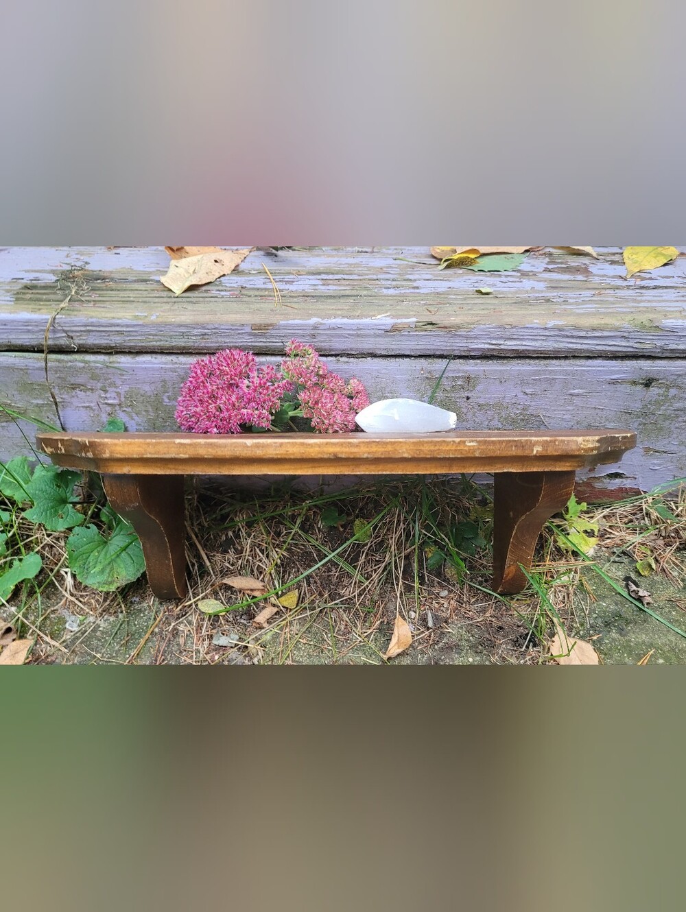 Vintage Rustic Wall Shelf Wood Cottagecore Earthy